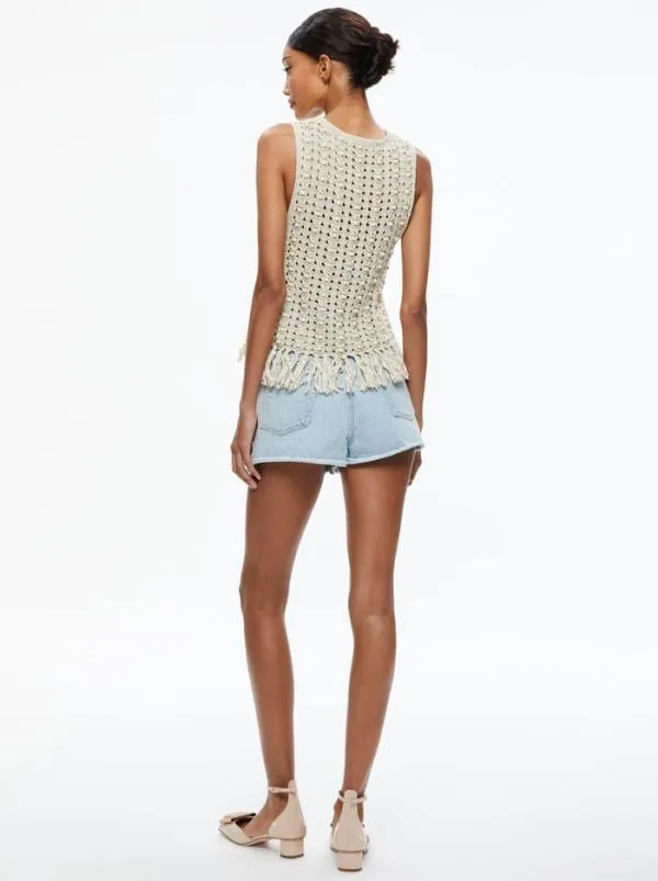 Tops Women Alice Olivia REVA TOP WITH WOODEN BEADS Natural