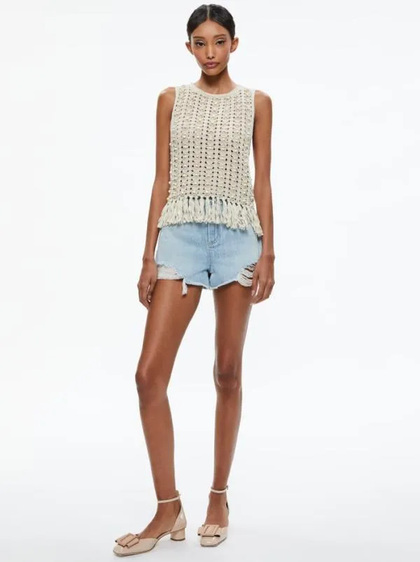 Tops Women Alice Olivia REVA TOP WITH WOODEN BEADS Natural