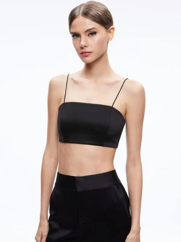 Tops Women Alice Olivia SASHA THIN STRAP CROP TOP Black