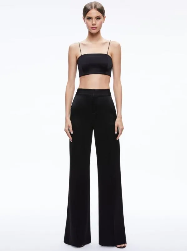 Tops Women Alice Olivia SASHA THIN STRAP CROP TOP Black