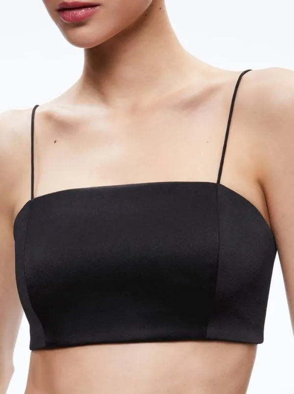 Tops Women Alice Olivia SASHA THIN STRAP CROP TOP Black