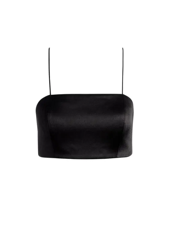Tops Women Alice Olivia SASHA THIN STRAP CROP TOP Black