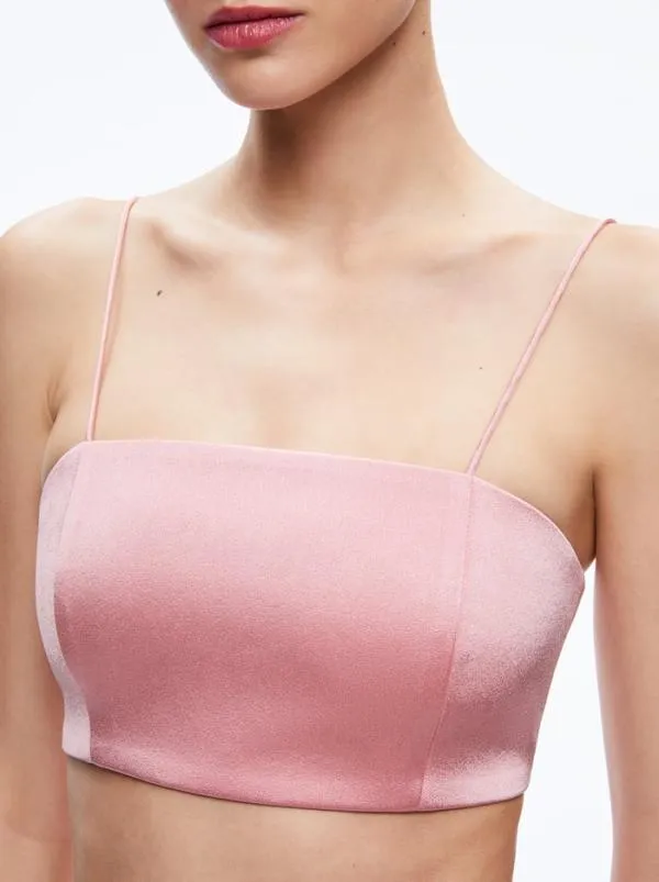 Tops Women Alice Olivia SASHA THIN STRAP CROP TOP Rose