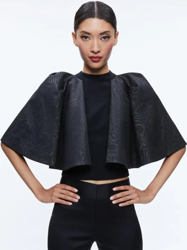 Tops Women Alice Olivia SERGIA CAPE SLEEVE TOP Black