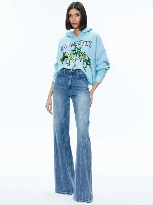 Tops Women Alice Olivia SUNNY BOXY CROPPED HOODIE Ice