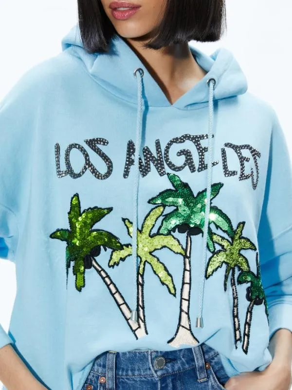 Tops Women Alice Olivia SUNNY BOXY CROPPED HOODIE Ice
