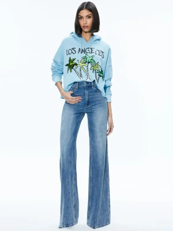 Tops Women Alice Olivia SUNNY BOXY CROPPED HOODIE Ice