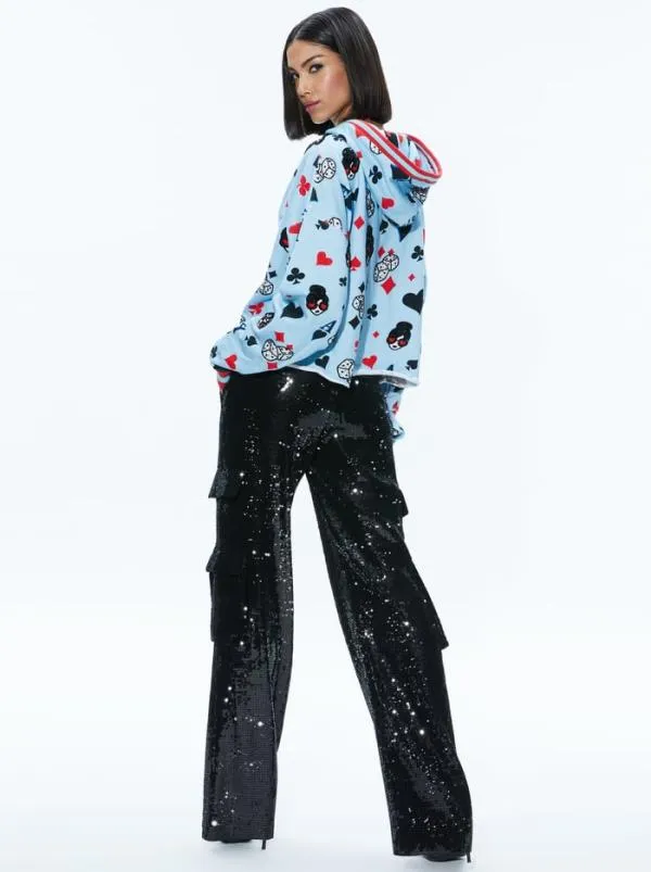 Tops Women Alice Olivia SUNNY BOXY CROPPED HOODIE Ice Multi