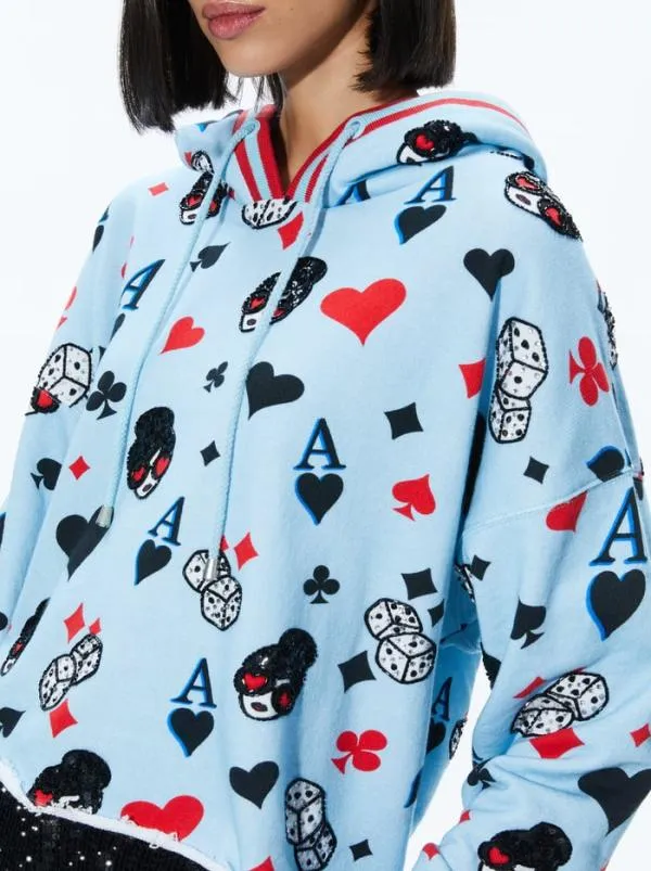 Tops Women Alice Olivia SUNNY BOXY CROPPED HOODIE Ice Multi