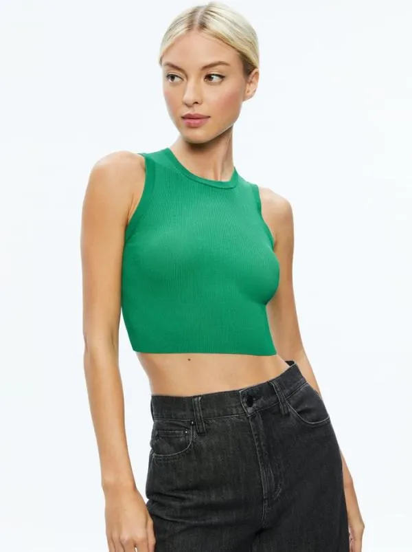 Tops Women Alice Olivia TONITA RIBBED TANK Light Emerald