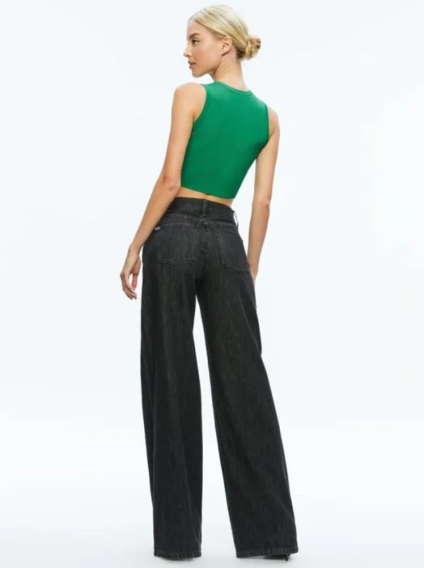 Tops Women Alice Olivia TONITA RIBBED TANK Light Emerald
