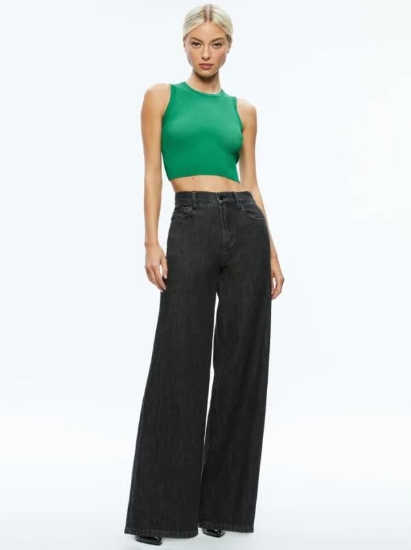Tops Women Alice Olivia TONITA RIBBED TANK Light Emerald