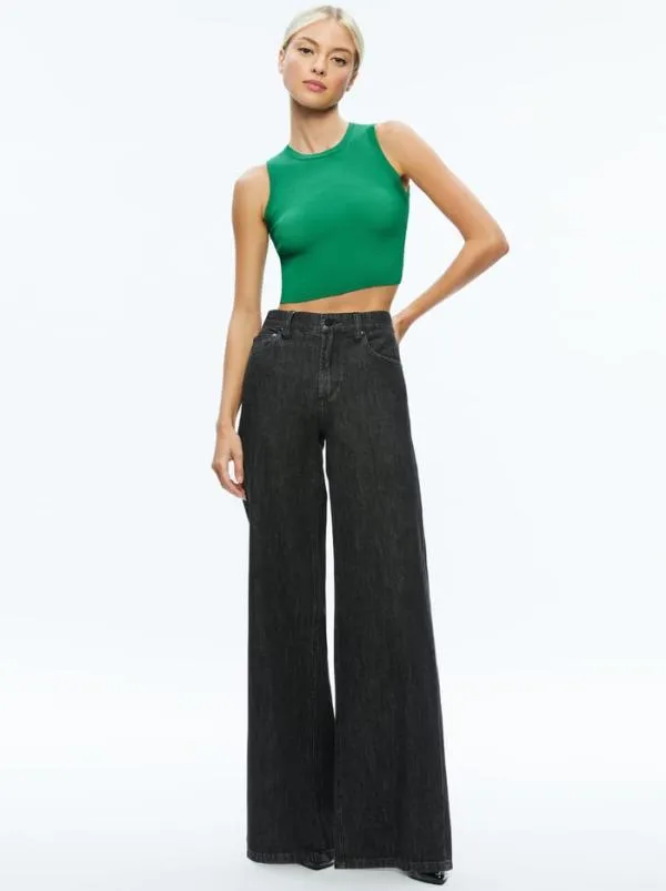 Tops Women Alice Olivia TONITA RIBBED TANK Light Emerald