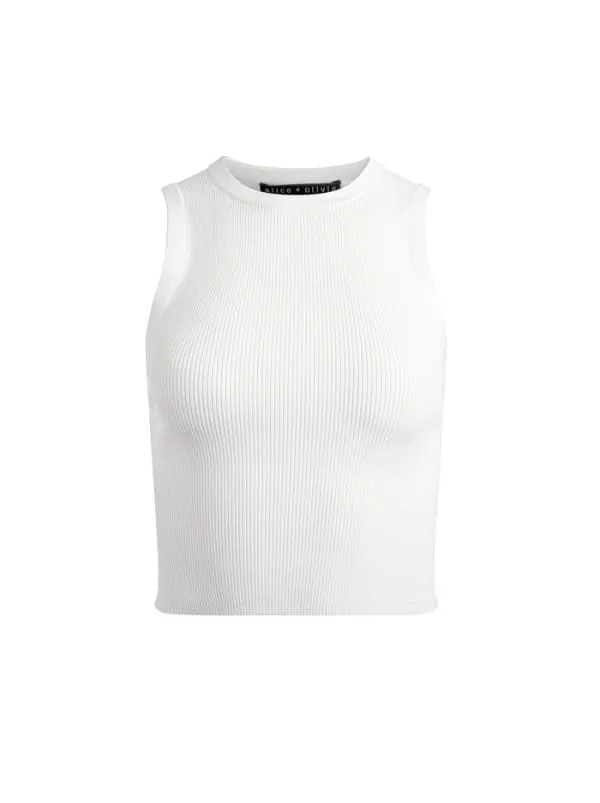 Tops Women Alice Olivia TONITA RIBBED TANK Soft White