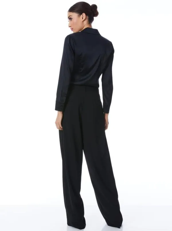 Tops Women Alice Olivia WILLA FITTED PLACKET TOP Black