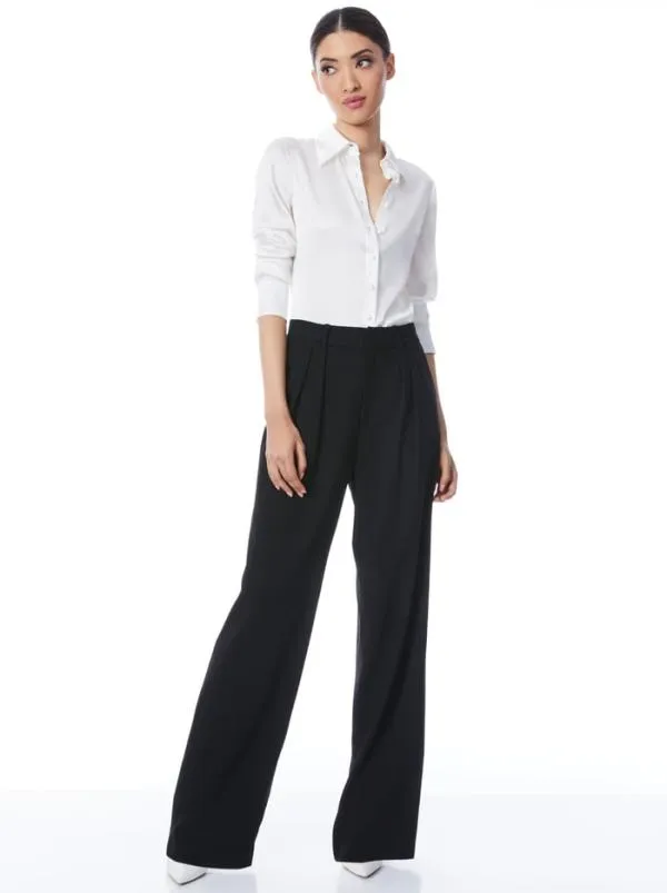 Tops Women Alice Olivia WILLA FITTED PLACKET TOP White