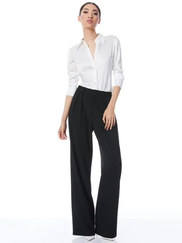 Tops Women Alice Olivia WILLA FITTED PLACKET TOP White