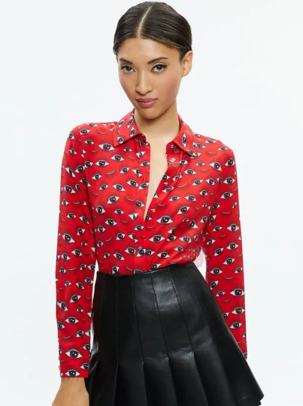 Tops Women Alice Olivia WILLA PLACKET TOP Eye Candy