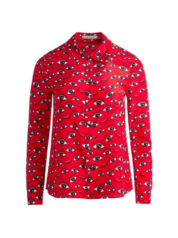 Tops Women Alice Olivia WILLA PLACKET TOP Eye Candy