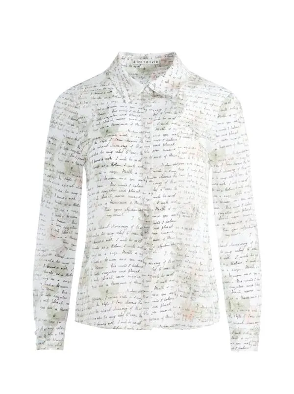 Tops Women Alice Olivia WILLA PLACKET TOP Love Letter Multi
