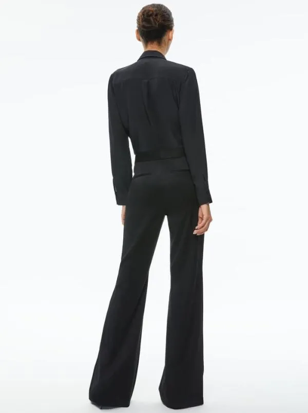 Tops Women Alice Olivia WILLA PLACKET TOP WITH TIE Blackblack
