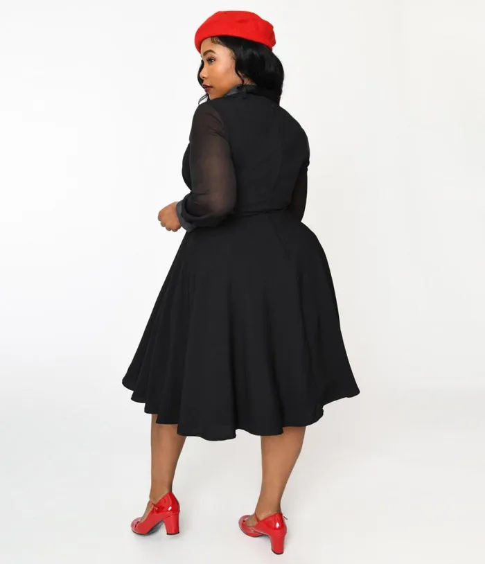 Vintage Style Black Polly Swing Dress DressesPlus Unique Vintage Pocket Dresses