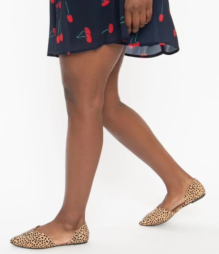 Vintage Style Cheetah Suede DOrsay Flats Shoes Unique Vintage Flats