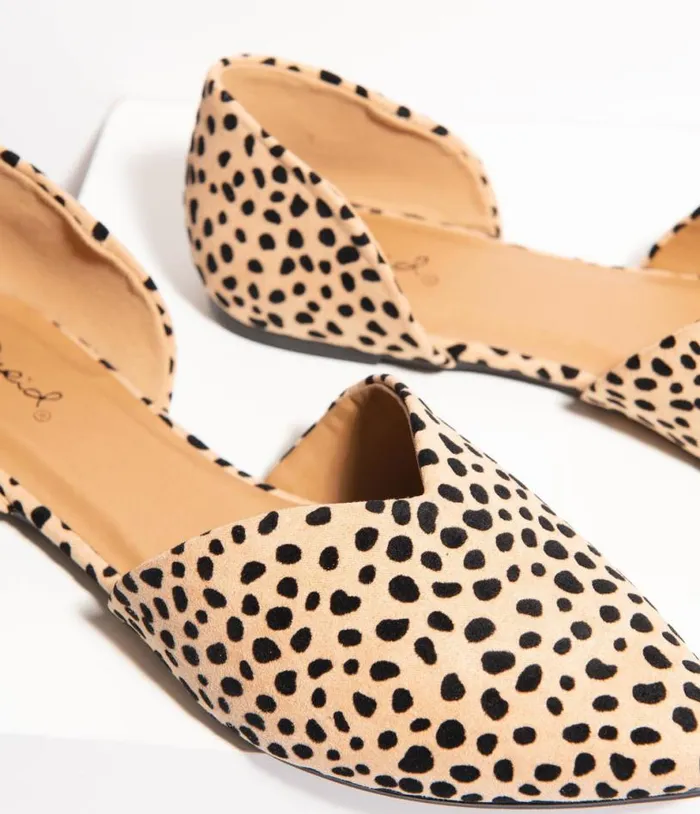Vintage Style Cheetah Suede DOrsay Flats Shoes Unique Vintage Flats