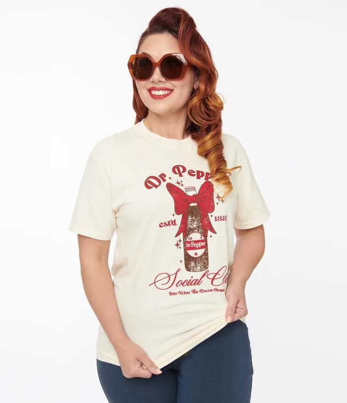 Vintage Style Dr Pepper Social Club Fitted Graphic Tee ClothingPlus Unique Vintage Graphic Tees