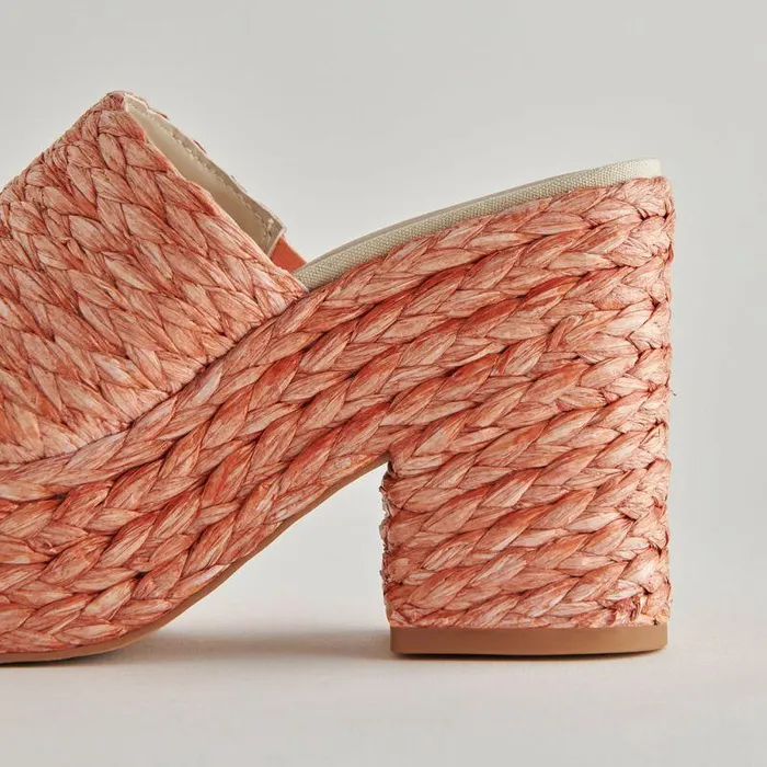 Wedges Shop Dolce Vita Elora Heels Orange Raffia Orange Raffia Heeled Sandals Orange Raffia