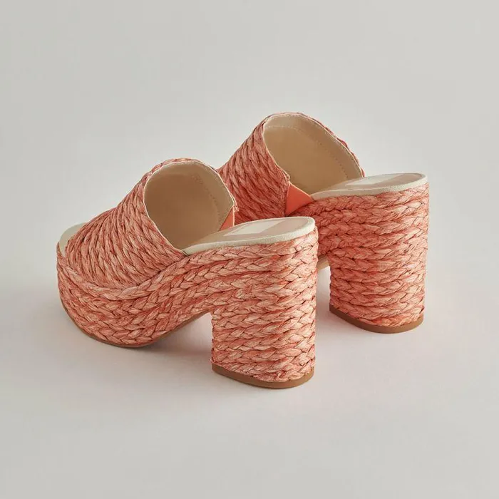 Wedges Shop Dolce Vita Elora Heels Orange Raffia Orange Raffia Heeled Sandals Orange Raffia