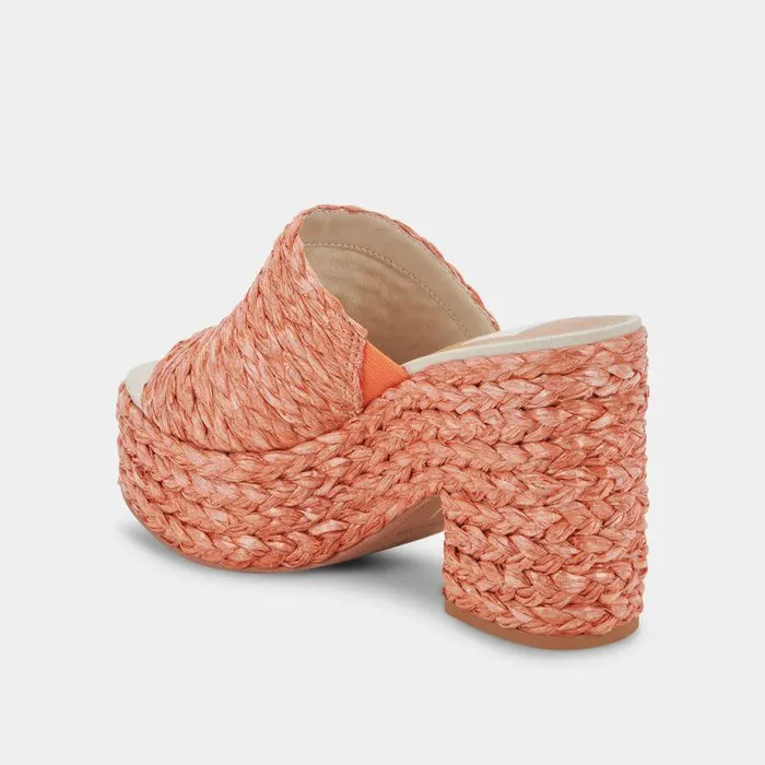 Wedges Shop Dolce Vita Elora Heels Orange Raffia Orange Raffia Heeled Sandals Orange Raffia