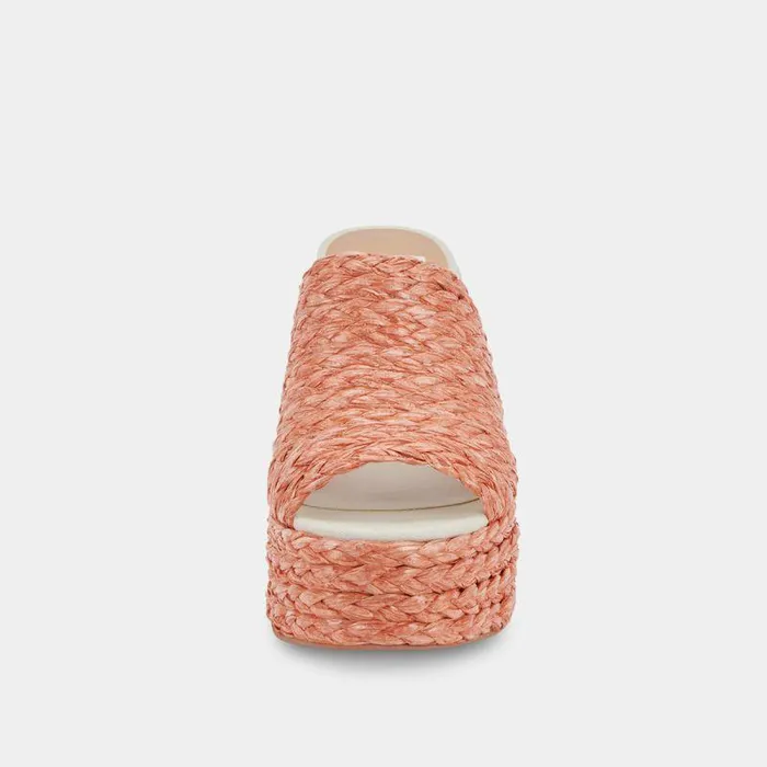 Wedges Shop Dolce Vita Elora Heels Orange Raffia Orange Raffia Heeled Sandals Orange Raffia
