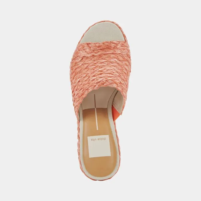 Wedges Shop Dolce Vita Elora Heels Orange Raffia Orange Raffia Heeled Sandals Orange Raffia