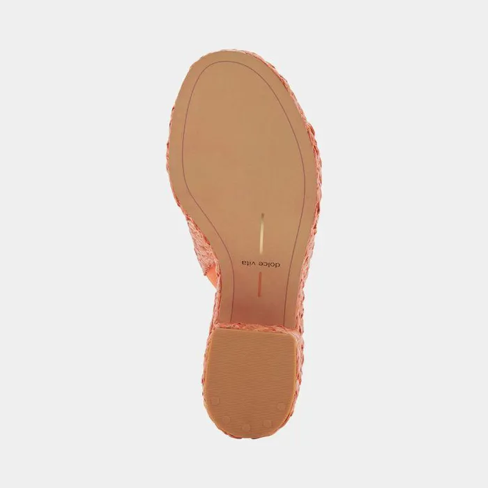 Wedges Shop Dolce Vita Elora Heels Orange Raffia Orange Raffia Heeled Sandals Orange Raffia