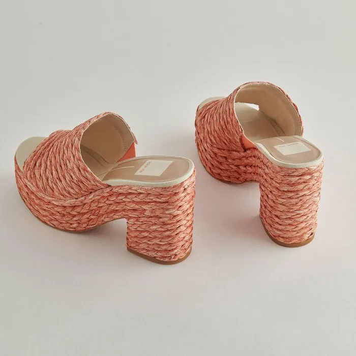 Wedges Shop Dolce Vita Elora Heels Orange Raffia Orange Raffia Heeled Sandals Orange Raffia