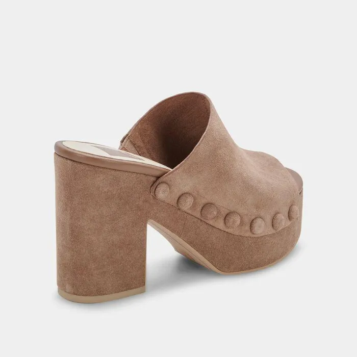 Wedges Shop Dolce Vita Emol Heels Mushroom Suede Mushroom Suede Chunky Heel Sandals Mushroom Suede