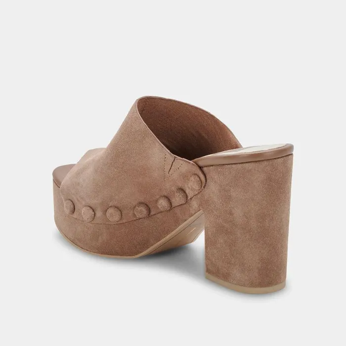 Wedges Shop Dolce Vita Emol Heels Mushroom Suede Mushroom Suede Chunky Heel Sandals Mushroom Suede