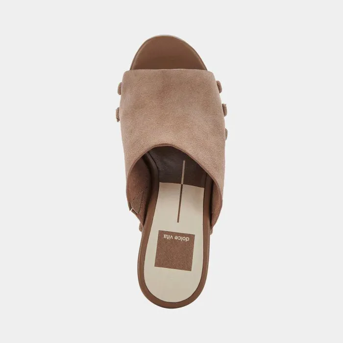 Wedges Shop Dolce Vita Emol Heels Mushroom Suede Mushroom Suede Chunky Heel Sandals Mushroom Suede