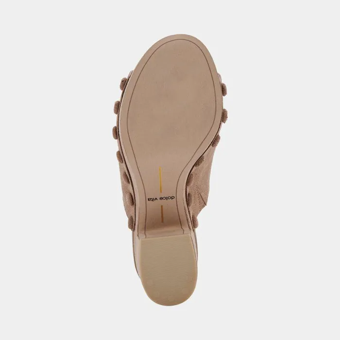 Wedges Shop Dolce Vita Emol Heels Mushroom Suede Mushroom Suede Chunky Heel Sandals Mushroom Suede