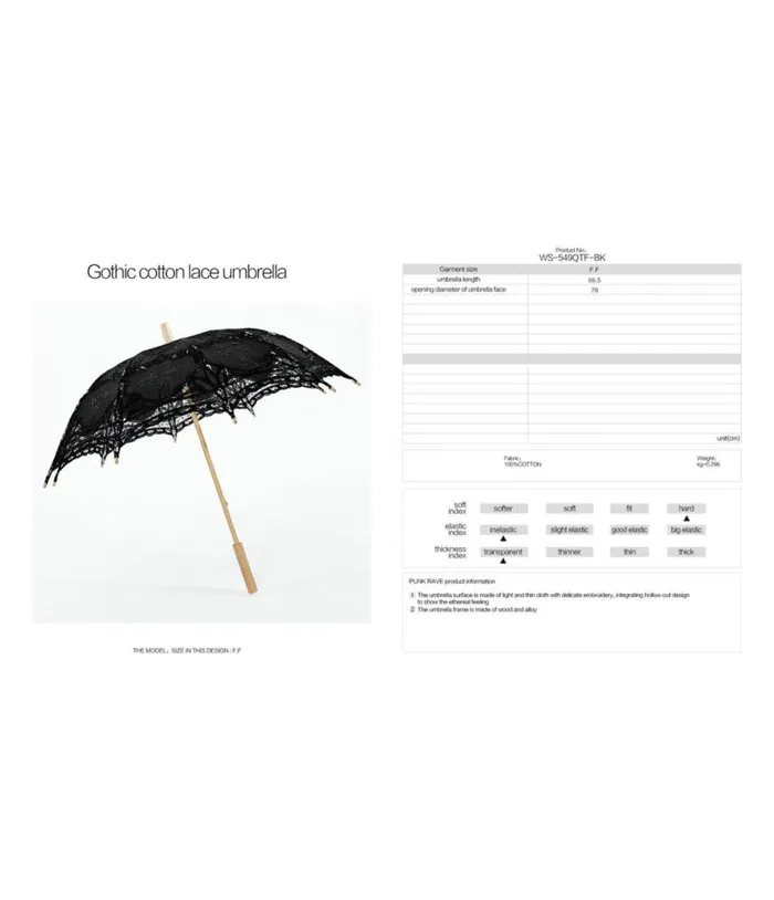 Western Fashion Gothic Black Lace Cotton Parasol Accessories Unique Vintage Umbrellas