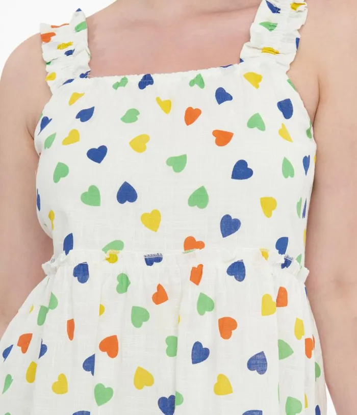 White and Rainbow Heart Cotton Shift Dress Dresses Unique Vintage Pocket Dresses