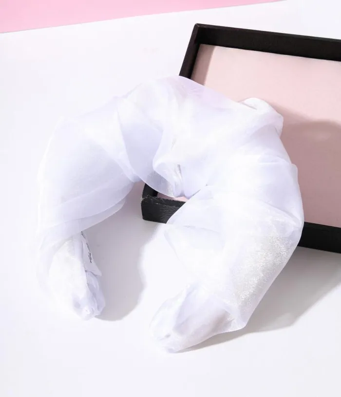 White Organza Wave Padded Headband Accessories Unique Vintage Headbands