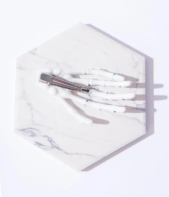 White Skeleton Hand Hair Clip AccessoriesHalloween Unique Vintage Accessories