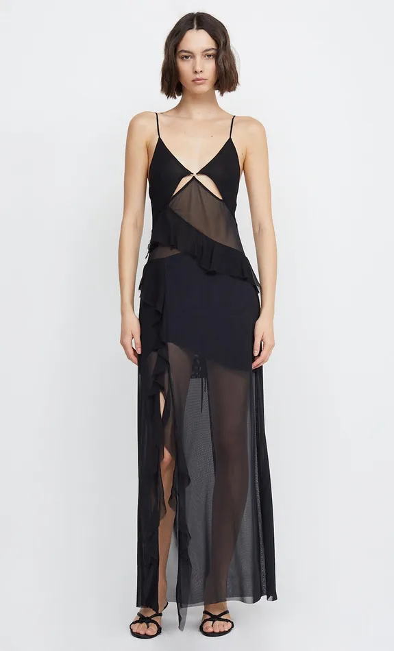 Woman Bec Bridge Backless Dresses AURELIE STRAP FRILL MAXI DRESS Black