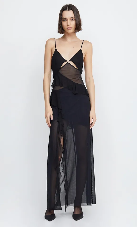 Woman Bec Bridge Backless Dresses AURELIE STRAP FRILL MAXI DRESS Black Woman Bec Bridge Backless Dresses AURELIE STRAP FRILL MAXI DRESS Black
