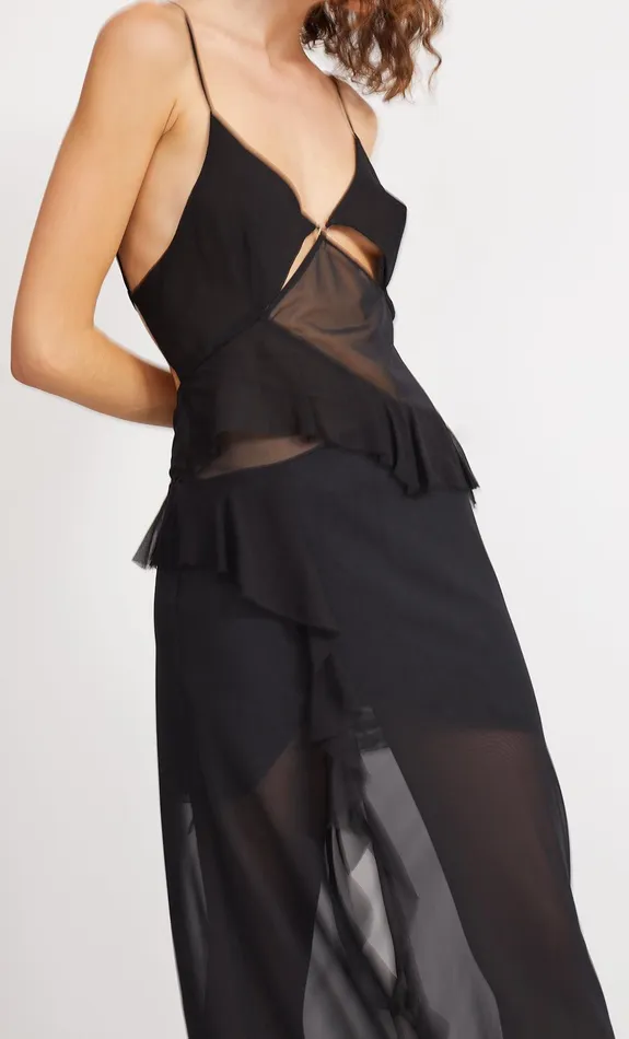 Woman Bec Bridge Backless Dresses AURELIE STRAP FRILL MAXI DRESS Black Woman Bec Bridge Backless Dresses AURELIE STRAP FRILL MAXI DRESS Black