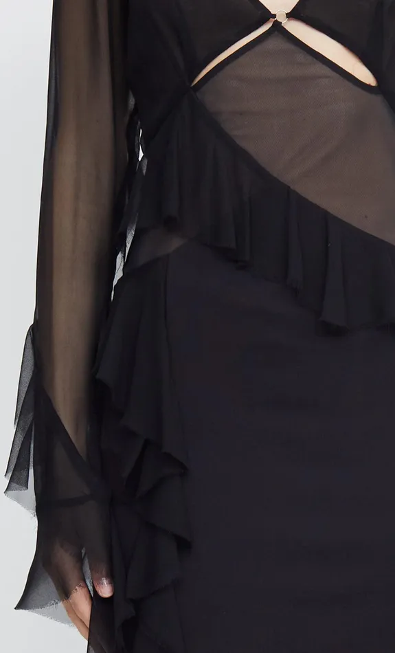 Woman Bec Bridge Cut Out Dresses AURELIE FRILL LONG SLEEVE MINI DRESS Black Woman Bec Bridge Cut Out Dresses AURELIE FRILL LONG SLEEVE MINI DRESS Black