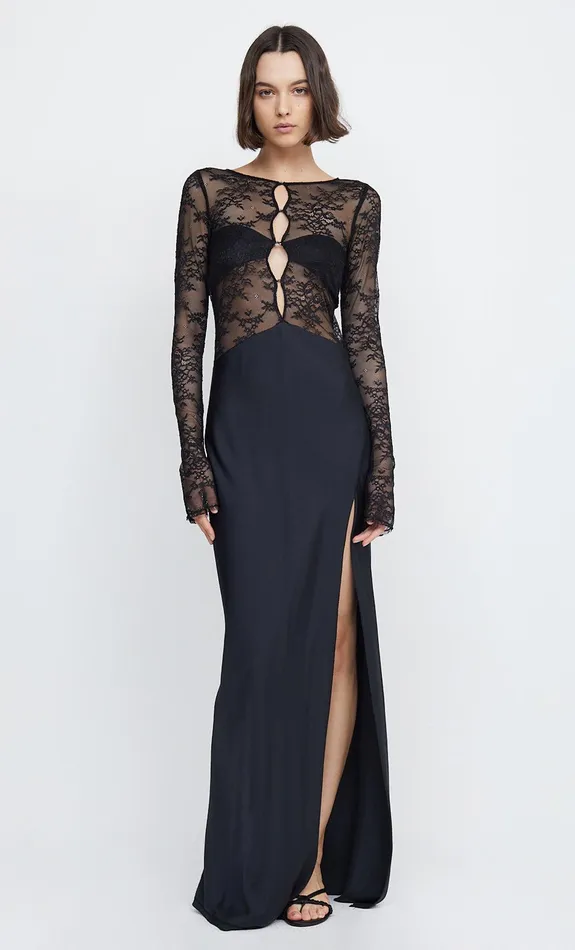 Woman Bec Bridge Cut Out Dresses NORA LACE LONG SLEEVE MAXI DRESS Black
