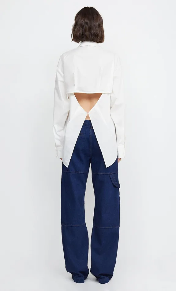 Woman Bec Bridge Long Sleeve KELZIERA OPEN BACK SHIRT White Woman Bec Bridge Long Sleeve KELZIERA OPEN BACK SHIRT White
